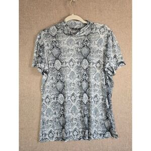 A.U.W. Womens Grey Snakeskin Animal Print V-Neck Short Sleeve Top XL T684709A54